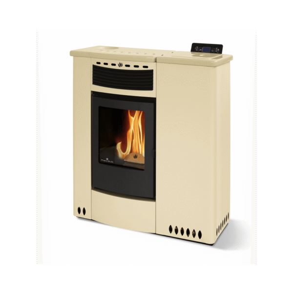 Extra flacher, belüfteter Pelletofen aus Keramik – ORIGINAL PHEBO Talia 13 kW