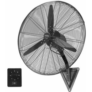 Ventilador Industrial de Pared, 160 W, Acero Inoxidable, 3 Velocidades, Negro, Ventisca