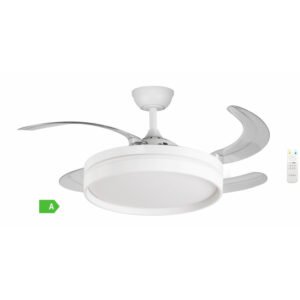 Ventilador techo retráctil, clasificación A, calidad premium, motor DC 40W, mando a distancia, Luz LED 3 tonos 36W, FALESIA