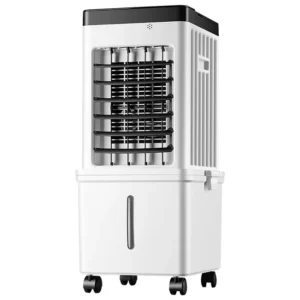 Aire acondicionado evaporativo portátil 15L – Panel de control táctil, diseño plegable, 3 velocidades, acabado blanco